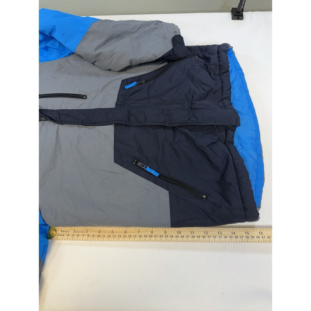The Children's Place Boys L Puffer Jacket Hooded Insulated Colorblock Blue Zip - Picture 3 of 11